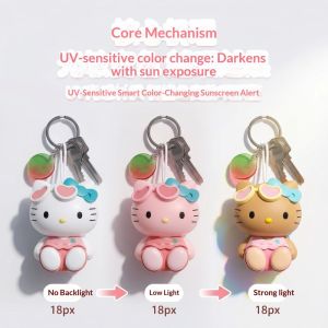 JJT Bag Ornaments Cute Cartoon Send Friends a Tanning Hello Kitty Color Changing Hello Kitty Pendant Keychain