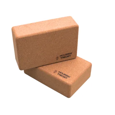 Nourish Theory Natural Cork Yoga Block. Toxins-free High density Grippy Surface Sustainable natural material. Rounded edges sturdy.