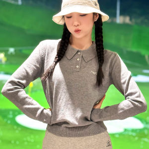 New Style Womens Long-sleeved Lapel Pullover Sweater In Golf Clothing For Autumn and Winter Knitted Wool Sweater For Warmth and Comfort High-end Elastic Outdoor Casual Sportswear Skirt High-quality Anti-glare Protection