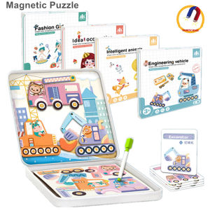 Magnetic Puzzle Book Magnetic Mix and Match Game for Creativity and Motor Skills with Travel Storage Case Learning Educational Montessori Toys for Boys and Girls Over 3 Years Old