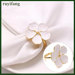 ruyifang งานแต่งงานง่ายๆกระดาษเช็ดปากพลัม5กลีบโชคดีดอกไม้ผ้าเช็ดปากแหวนผ้าเช็ดปาก