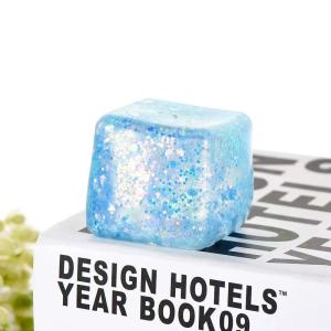 Glitter Cube Slow Rising Squishy Toy  Cube Stress Relief Squeeze Ball  Sensory Fidget Pinch Toy
