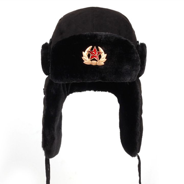 New Russia Ushanka Bomber Hats Pilot Trapper Aviator Cap Winter Faux Rabbit  Fur Earflap Snow Caps Hat