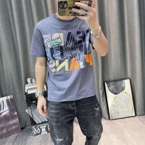Men T Shirt Short-sleeved T-shirt Summer 2024 New Trend Cartoon Letter Printing Cotton Tshirt