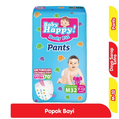 Popok Pampers Sensor Baby Happy Pampers Ukuran M 32 Pcs/Baby Happy