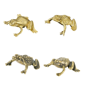 Frogs Decors Figurines Brass Animal Statues Frogs Decorative Objects for Living RoomBookshelfSide Table Decorations