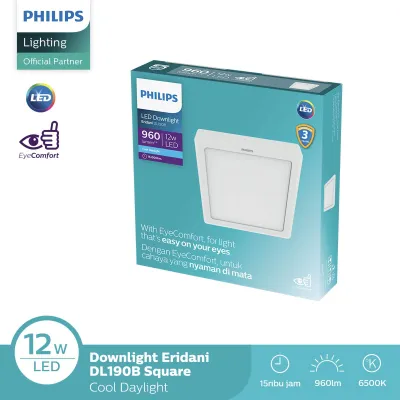 Philips Lampu Downlight Eridani Square Surface 12W D150 Putih 6500K