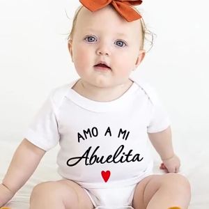 I Love My Grandma Spanish Newborn Baby Boy Girl Casual Bodysuit Short Sleeve Amo A Mi Abuelita Infant Indexing Clothes K911