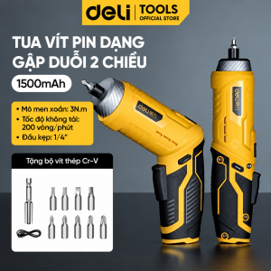 [Kèm 24 Đầu Vít] Tua Vít Pin 4V Động Cơ Không Chổi Than Chính Hãng Deli - Pin 4V 5N/m 2000 Mah