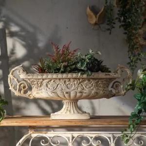 FFBH Relief Sculpture Flower Pots Household Entrance Hall Living Room Desktop Ornament Gardening Pots Luxury Creative Modern Decor P7Q2M