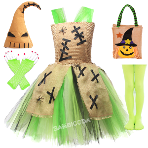 2026 New Oogie Boogie Costume For Baby Girl Lace Dress Sling Party Frock Hat 2pc Set Festive Tunic Halloween Dress Up2026
