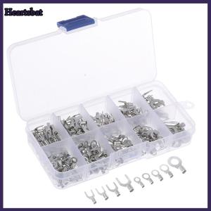 [Heartsbat] 320Pcs Box 10 In 1 Terminals Non-Insulated Ring Fork U-type Brass Terminals kit