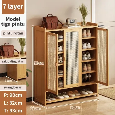 Rak Sepatu Susun Tertutup Lemari Sepatu Aesthetic Minimalis Rak Sepatu/rak sepatu rotan
