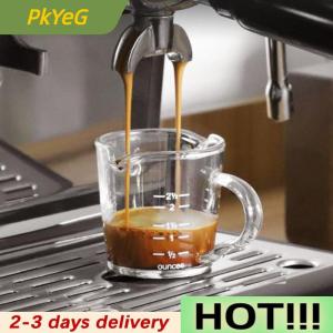 PkYeG 70 75ml Espresso Shot Double Spout Measuring Cup Heat-Resistant Handle Clear Scale Wine Milk Coffee Measure Jug