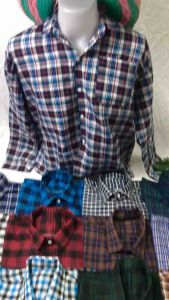 เสื้อเชิ้ตแขนยาวลายสก๊อต มือ1 ผ้าคอตตอน เนื้อนุ่ม สวมใส่สบาย