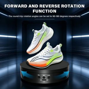 CAEDU Three Speeds Rotating Turntable Round Shape 45°/90°/180°/360° Rotating Electric Rotating Jewelry Holder Stable One-Touch Control Motorized Display Stand Product Photography