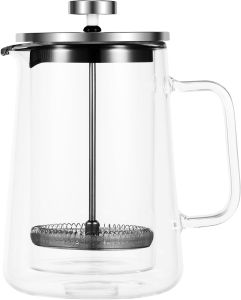 Coffee Press French Coffee Press French Press Coffee PotDouble Wall Glass French Press Clear French Press Tea Maker Multifunctional Coffee Press Coffee Maker for Home Office (1000ml)
