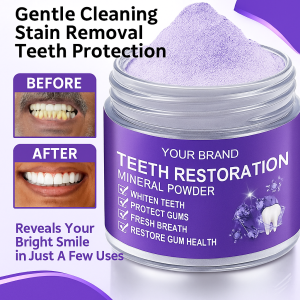 50g Gentle Teeth Stain Remover Whitening Powder Removing Yellow Stained Fresh Breath Mineral Tooth Powder 强效矿物 美白牙粉