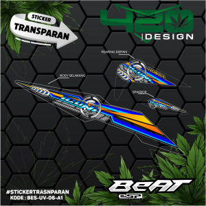 Stiker Sticker Striping Transparan UV Variasi Motor Beat ESP / Old Tahun 2016-2019 Custom Desain Terkini - BES-UV - 420 Design