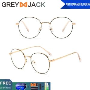 Grey Jack Kacamata Antiradiasi Blueray Style Retro Metal+TR90 Bisa Minus Fashion Wanita dan Pria Terbaru 88063
