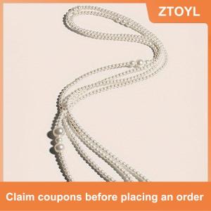 【ZTOYL】 Fashion Imitation Pearl Waist Chain Women With Dress Sub Sweater Multi-layer Pearl Waist Chain Womens Simple Round Bead Chain Body Chain