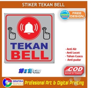 Stiker tekan bel kotak petunjuk dering suara kedatangan tamu sticker pintu pagar rumah kantor
