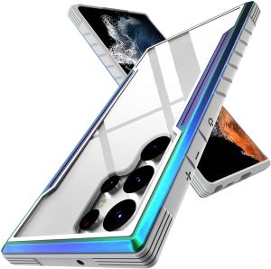 Được thiết kế cho Samsung Galaxy S24 Ultra S23 Ultra S22 Ultra trường hợp bậc quân sự kim loại bền Nhôm anod hóa khung + linh hoạt TPU + PC cạnh chống sốc Ốp lưng trong suốt Bìa