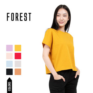 Forest Ladies Premium Weight Linen Knitted Crew Neck Drape Tshirt Women | Baju T Shirt Perempuan - 822187