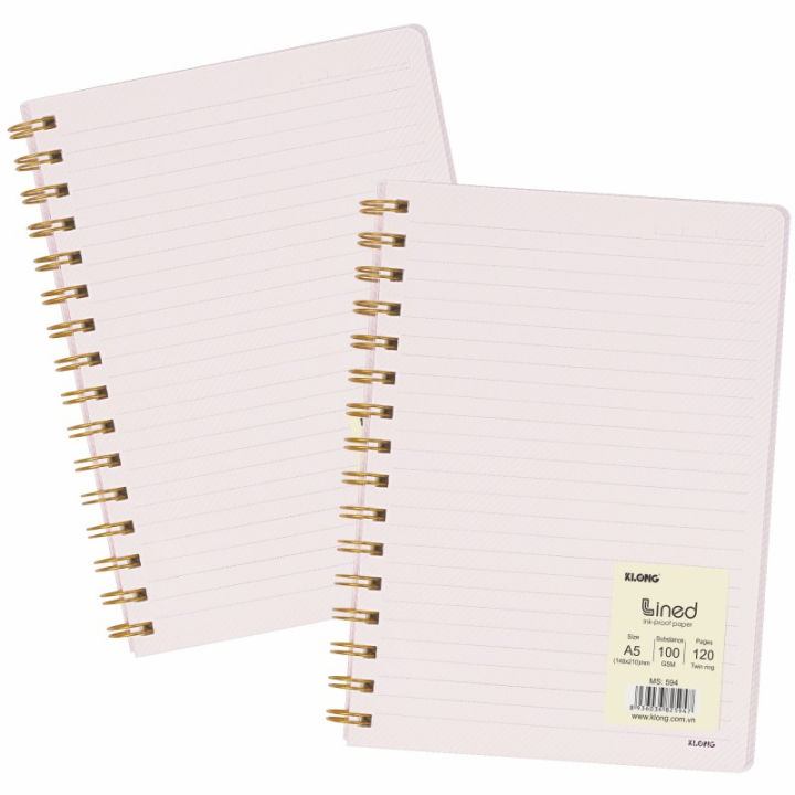 Vở lò xo kép A5 B5 Klong tùy chọn bìa nhựa trong suốt vân chéo basic ô ...