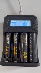 YAMZI AA/AAA 1.5V Lithium Rechargeable Battery AA 3700mWh/AAA 1300mWh With 4 Slots LCD Display Smart Battery Charger