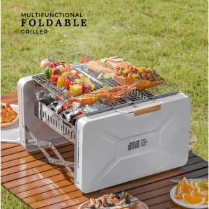Durable High Quality Foldable Stainless Steel Griller for Outdoor Indoor Barbecue Grilling Space Saving Camping Picnic