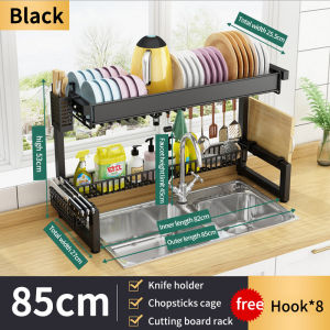 Kitchen Stainless Steel Dish 2 Tier Rak Pinggan Rak Dapur Sink Rack Dish Drainer Rack With Accessories