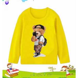Kaos Lengan Panjang Anak Usia 1-12 tahun printing DTF Bear Selfie