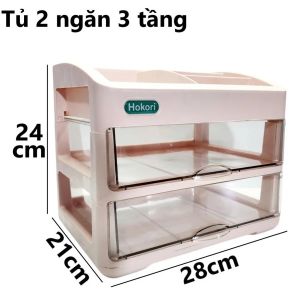 Tủ Mỹ Phẩm Tủ Thuốc HOKORI 3-4-5 Tầng Nhựa VIỆT NHẬT Tủ Để Bàn Ngăn Kéo Trong Suốt - 3636