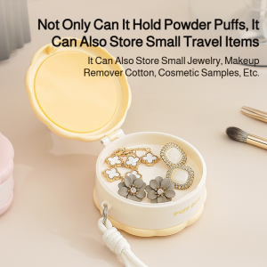 Double Layer Powder Puff Jewelry Organizer Jewelry Box Dustproof And Ventilated Protective Cosmetics Clean And Hygienic Large Capacity Storage Portable Jewelry Organizer