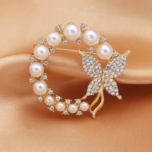 Cài Áo Hình Bướm Đính Ngọc Trai & Pha Lê Lấp Lánh – Phụ Kiện Thời Trang Cho Nữ Quà Tặng Thanh Lịch