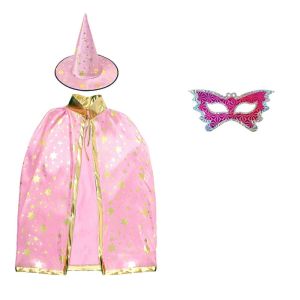MAOMEI 3pcs Áo choàng phù thủy Bộ trang phục hóa trang Halloween Ngôi sao ánh kim Áo choàng họa tiết ngôi sao. Bộ áo choàng mũ và nạ phù thủy Mặc thoải mái Phụ kiện trang phục Bộ trang phục hóa trang thành ảo thuật gia. Người lớn và trẻ em