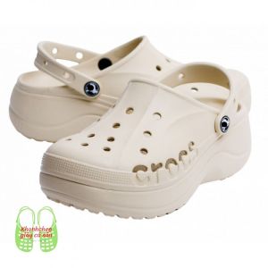 Dép Cross Baya Band Crush Clog Chính Hãng Tặng 10 Jib Nữ Ngẫu nhiên - Đế Cao 5 Cm- Màu Be