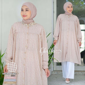 Ghaffa The Label Keina Tunik Atasan Wanita Kelly Crinkle Kotak-Kotak LD 120