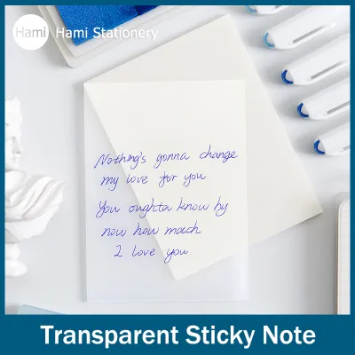 Hami 50 Sheets Transparent Sticky Note Waterproof Memo Pad 75x75mm