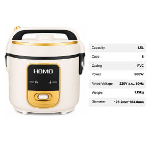 HOMO Rice Cooker 1.5L 1.8L Large Capacity One Touch Button & Anti-Scratch Non Stick Inner Bowl