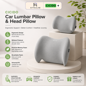CICIDO Lumbar Cushion Car Seat Back Cushion Neck Pillow Headrest Memory Foam Office Lumbar Support Spine Support