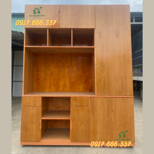 Tủ kệ tivi đa năng gỗ sồi tự nhiên - kệ giá cao cấp gỗ màu nâu cánh gián giao lắp tận nơi HCM