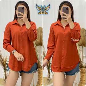 Bisa COD Atau Bayar Ditempat Atasan Kemeja Kerja Polos Rayon Cewek / Kemeja Cewek Korea Lengan Panjang Viral 2022 / Kemeja Polos Cewek Import Kekinian