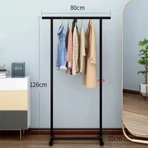 ราวแขวนเสื้อผ้า โครงเหล็ก ตากผ้า ราวแขวน ไม้แขวนพื้นแบบพับได้ในร่มใช้ในห้องนอนนักเรียน ตะขอตากผ้าเย็น ราวแขวนเสื้อผ้าในครัวเรือน