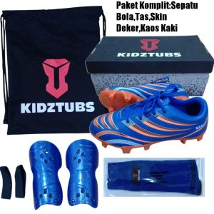 KIDZTUBS Sepatu Bola Anak Paket Komplit Sepatu Bola Tas Skin Deker Kaos Kaki Usia 6-10 Tahun Size 28 29 30 31 32 33 34 35 36 37 KDZ1418122224