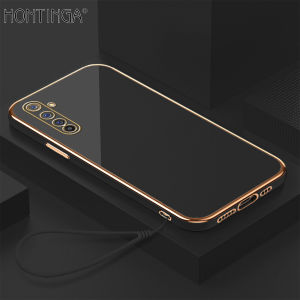 Hontinga Casing Case For Realme 6 Pro Case Fashion Solid Color Luxury Chrome Plated Soft TPU Square Phone Case Full Cover Camera Protection Anti Gores Rubber Cases For Girls