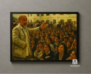 Tranh Nghệ thuật "Bác Hồ Nói Chuyện Với Học Sinh Thủ Đô" VIETSMART ART - Acrylic 45x 60cm