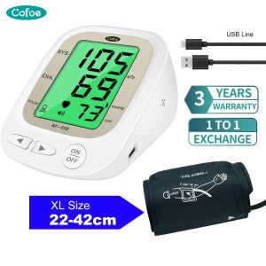 [English Version]Cofoe Digital Blood Pressure Monitor USB Charing Tri-color Backlight Auotomatic Upper Arm BP Heart Rate Sphygmomanometer Free USB Charging Cable