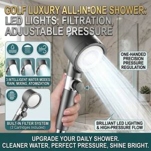 High Pressure Shower Head One-Touch Water Stop Handheld Shower Head 3 Mode Adjustable Water Massage Shower Head 一键调压花洒